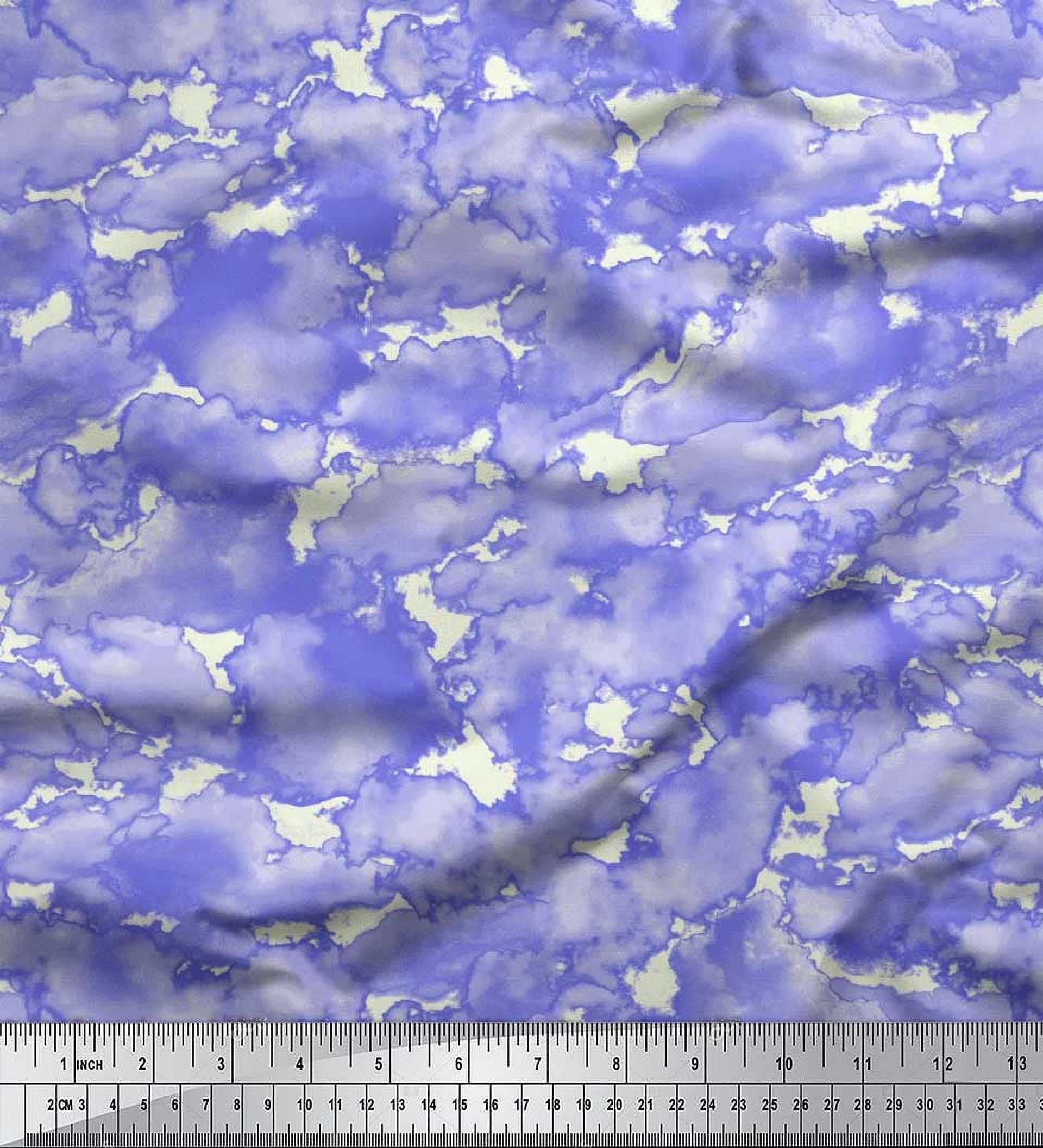 Soimoi Velvet Fabric Cloud Nature Print Fabric by the Yard 58 Inch Wide
