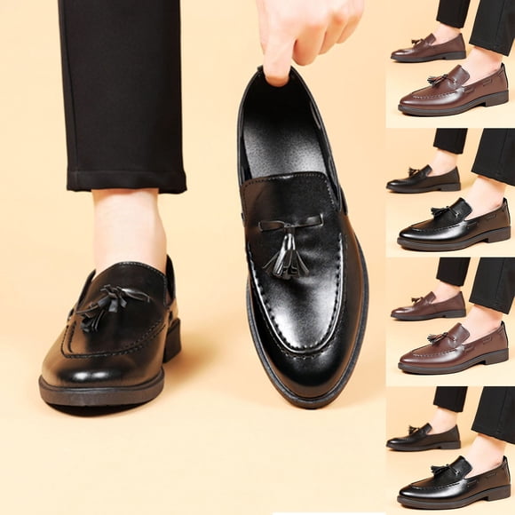 Sentmoon Mens Dress Shoes Men's Fashion Casual Spring Summer Solid Color Loafers with Tassels On Loafers