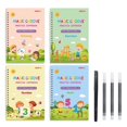 thumbnail image 1 of Estbridg Reusable Grooved Handwriting Workbooks Reusable Copybook  Writing Practice Copy Books for Preschools Grooves Template Design and Handwriting Aid Practice for Age 3-8 (4 Books wit, 1 of 7