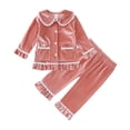 thumbnail image 1 of MIASHUI Pyjama pour Filles Enfants Ensemble Haut à Manches Longues et Pantalon Tenue de Nuit pour Tout-Petits, Rose, 2-3 Ans, 1 of 8