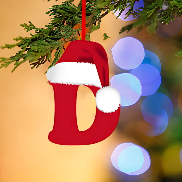 Fridja 26 Letters Christmas Tree Decoration Pendant, Christmas Tree Ornaments Personalized DIY Christmas Ornaments Christmas Decoration Xmas Tree Hanging Decor (D)