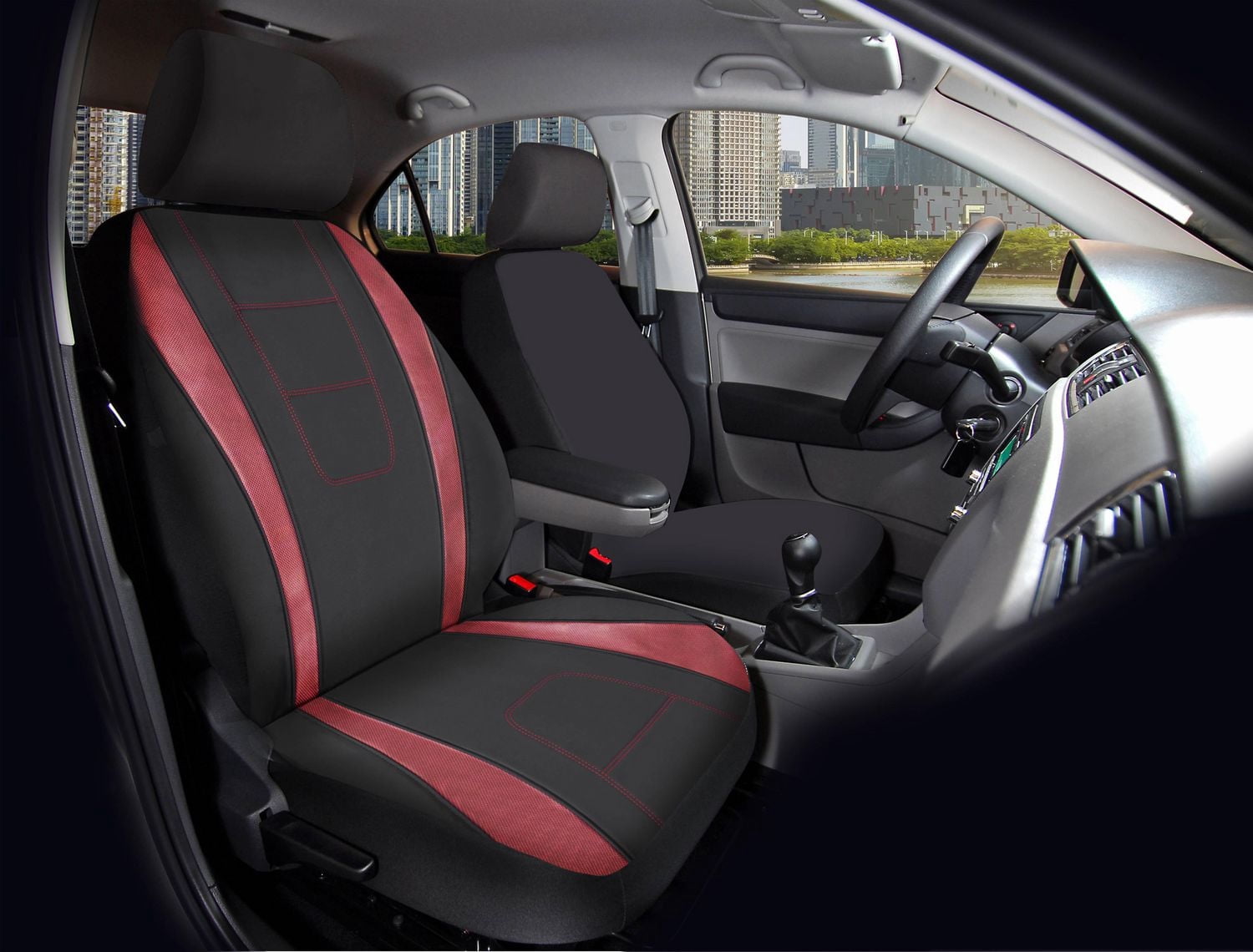 Housse de Siège Avant Auto Drive 1 Pièce Rouge Carbone