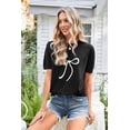 thumbnail image 3 of Arach&Cloz Women's V-Neck Short Sleeve Special Rib Knitted Pattern Casual Tops Sweater Spring Summer 2025, 3 of 7