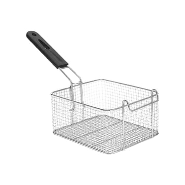 Stainless Steel Deep Fryer Basket, Square Mesh Filter for Oil Draining, Durable Kitchen Tool for Frying Chicken and Vegetables, Dishwasher-Safe Design