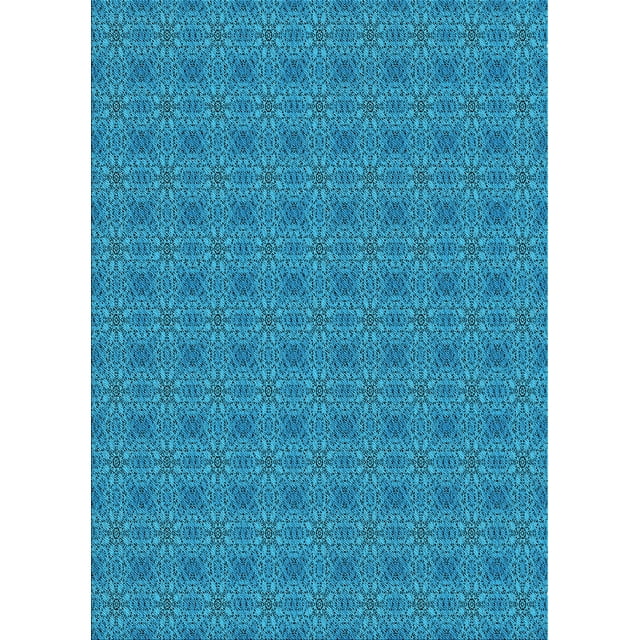 Ahgly Company Tapis d'Intérieur Rectangulaire Transitionnel Bleu Lavable à la Machine, 5 Pieds x 7 Pieds