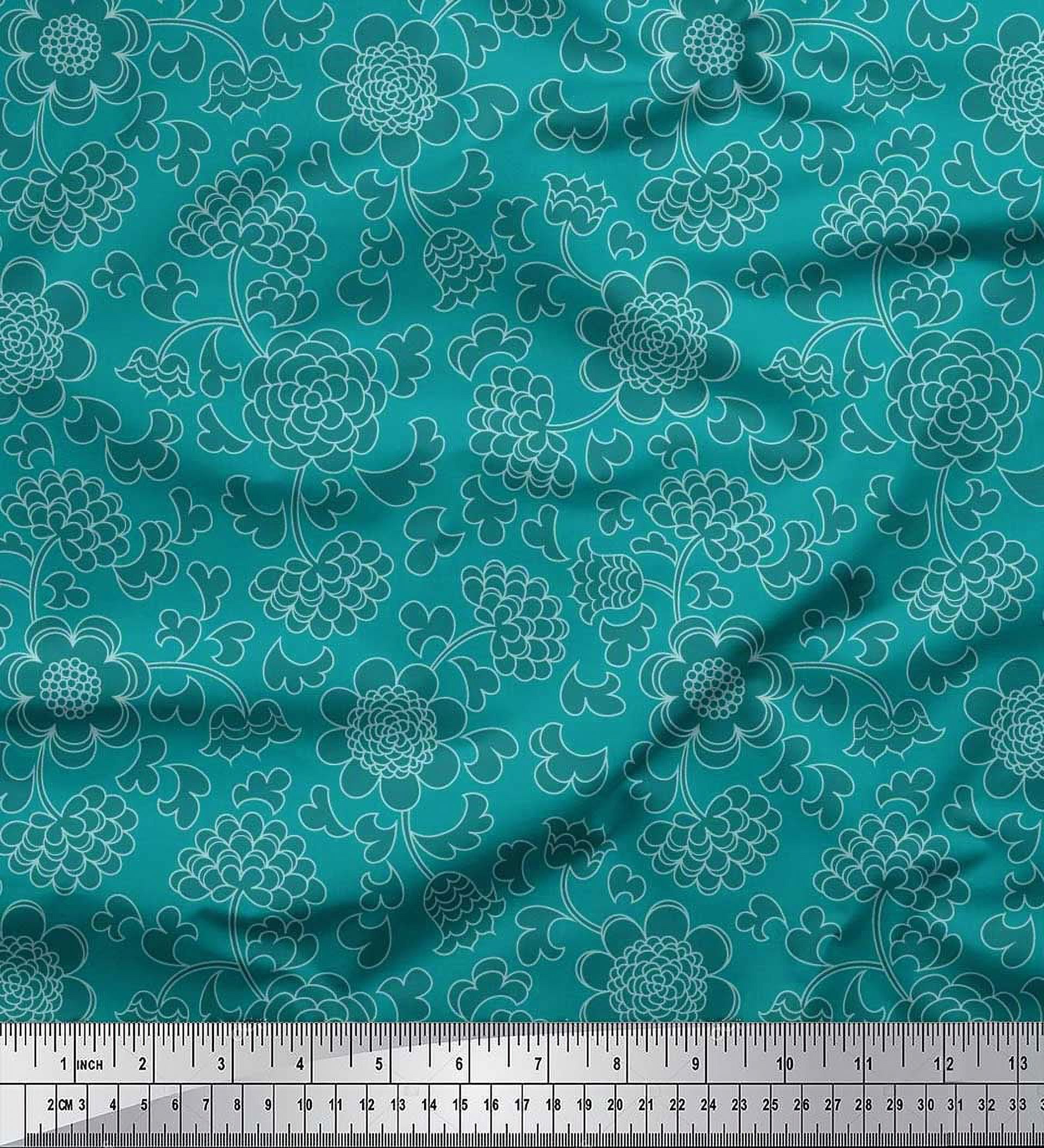 Soimoi Cotton Poplin Fabric Flower Artistic Printed Fabric 1 Yard 56 Inch Wide