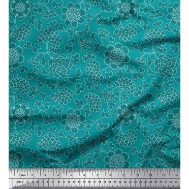 Soimoi Satin Silk Fabric Flower Artistic Print Fabric by the Yard 42 Inch Wide