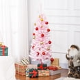 thumbnail image 2 of HOMCOM Snow Flocked Pencil Artificial Christmas Tree with Steel Base Pink, 2 of 10