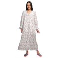 thumbnail image 1 of Moomaya Printed V-Neck Sleepwear Cotton Ruffled Border WoMen's Maxi Nightdress, 1 of 5