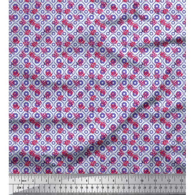Soimoi Rayon Fabric Flower Watercolor Print Sewing Fabric Yard 56 Inch Wide