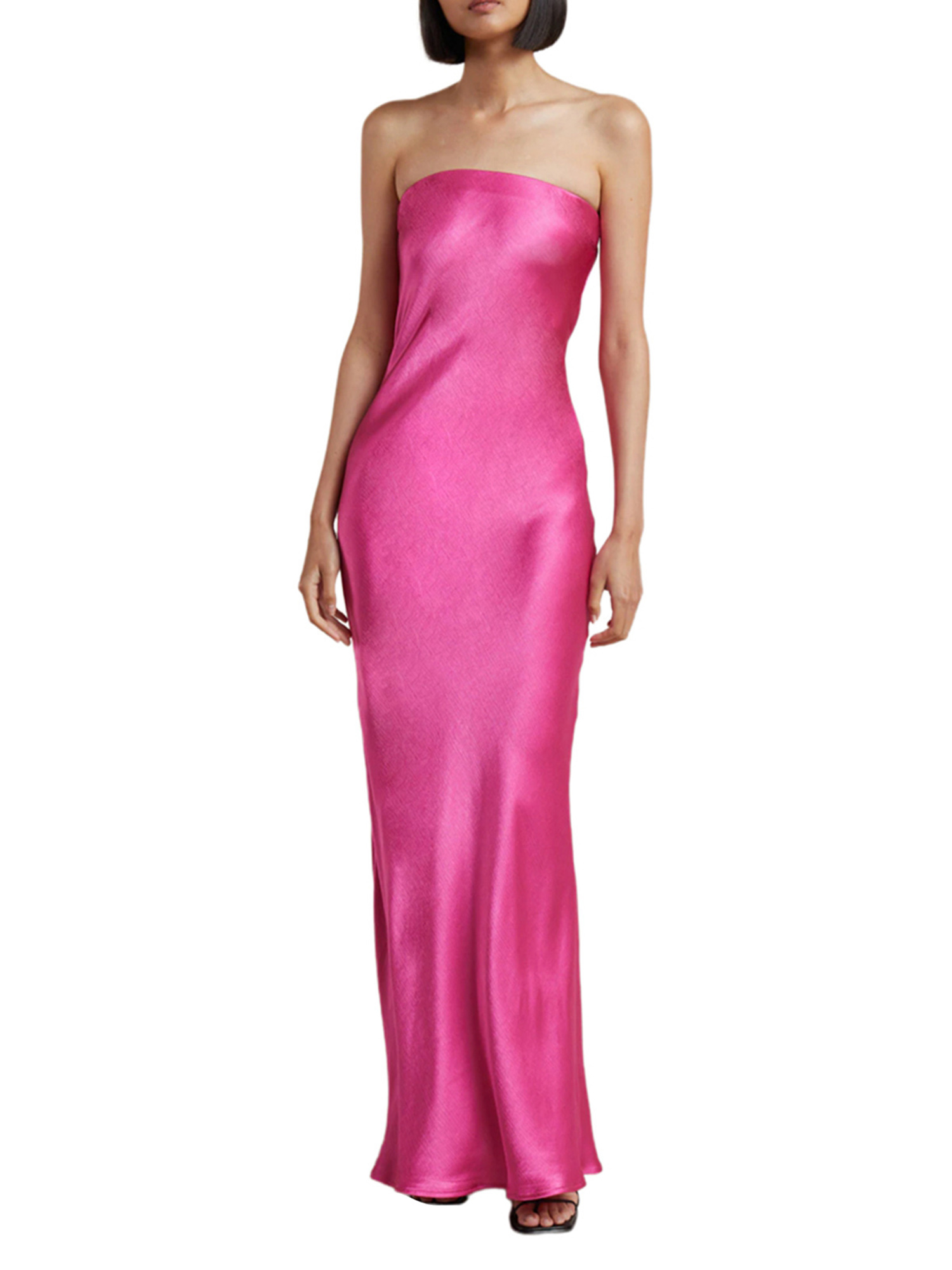 Faithtur Nouvelle Mode Femmes Robe Sans Manches Couleur Unie Bustier Élégante une Pièce, Robe de Banquet de Mariage Cocktail