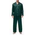 thumbnail image 1 of JMYHOAM Ensembles de Pyjamas pour Hommes Ensembles de Détente pour Hommes Manches Longues Col Rabattu Pyjamas Printemps Soie Soie Glacée Boutons Ensemble de Tenue d'Intérieur Vêtements de Détente, 1 of 7