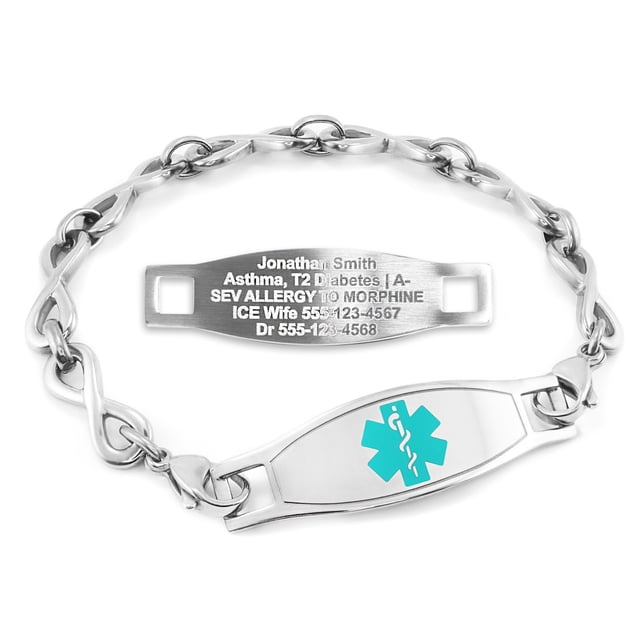 MedicEngraved Bracelet d'Alerte Médicale Personnalisé en Acier Inoxydable - Maillon Infini 6 mm