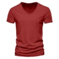 thumbnail image 1 of Men's Casual V Neck T Shirts Loose Fit Comfortable Stretchy Pure Color Summer Tee For Daily Wear With Shorts, 1 of 5