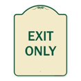 thumbnail image 1 of SignMission A-DES-TG-1824-9976 18 x 24 in. Designer Series Sign - Exit Only, Tan & Green, 1 of 1