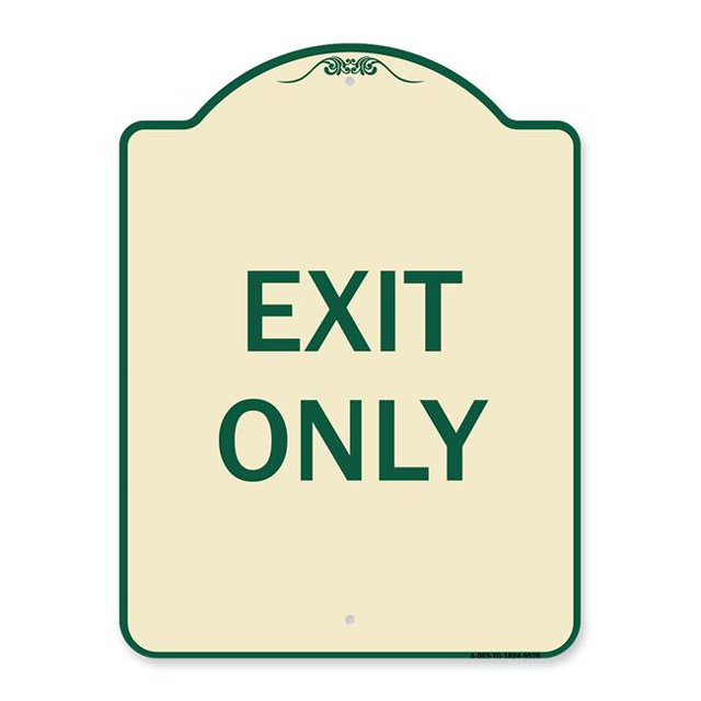 SignMission A-DES-TG-1824-9976 18 x 24 in. Designer Series Sign - Exit Only, Tan & Green