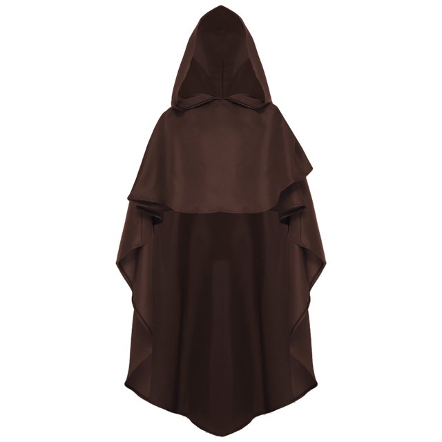 Fldy Kids Renaissance Hooded Cape Witch Cloak with Hood Medieval Knight Outfit Gothic Capelets Coffee M/150