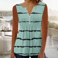 thumbnail image 2 of Timegard Tank Tops for Women Notched V-Neck Button Ruched Striped Sleeveless Tshirts Casual Tunic Top, 2 of 5