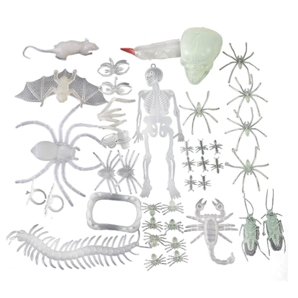 Abbracc Figurines d'Animaux d'Halloween Cadeaux pour Enfants Jouet Blague Accessoires d'Horreur Gecko de Simulation Modèle 48 Pcs