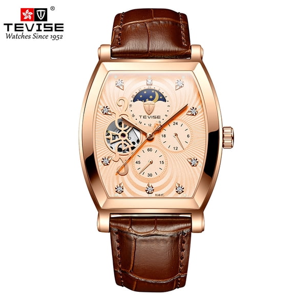 Tevise Montre Automatique à Remontage Automatique pour Homme Tourbillon Montres Mécaniques pour Homme Squelette Masculin Sport Montre-Bracelet Relógio Masculino 8383C