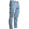 thumbnail image 1 of Men Skinny Jeans, Men's Cargo Denim Pants, Male Distressed Ripped Casual Jeans with Multi Pockets, 1 of 6