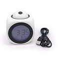 thumbnail image 3 of Wweixi Alarm Clock Electronic Desktop Digital Bell Clocks Projector Temperature Display Meter Travel Living Room ℉/℃ White, 3 of 8