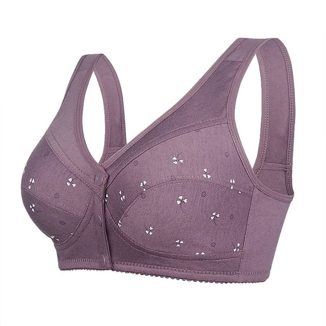 Women‘s Soft Cotton Front Closure Bralette Floral Print Wire Vest Style Plus Size