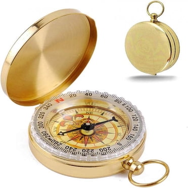 Compass, Vintage Hiking Compass With Light Function, Waterproof Portable Old Pocket Compass For Camping/Orienteering/Hiking/Walking And Collecting