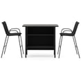 thumbnail image 1 of Gymax Set Of 3 Outdoor Bar Set Bar Height Table & Armchairs w/ Footrest 2-Tier Shelf Black, 1 of 6