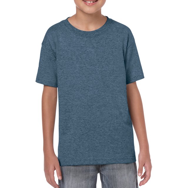 T-Shirt pour Jeunes Softstyle, m, Bleu Marine Chiné