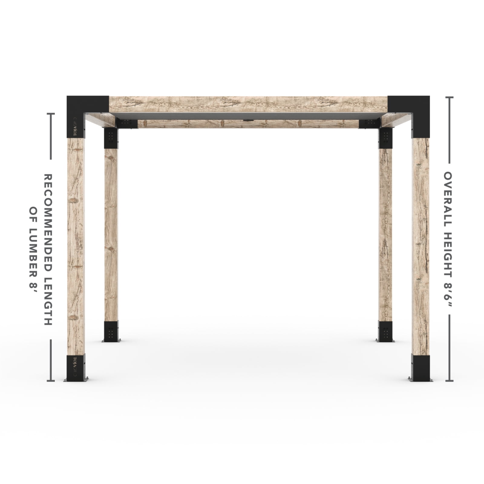Toja 8' X 12' Pergola Kit With Shade Sail For 6X6 Wood Posts
