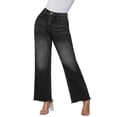 thumbnail image 2 of jovati Spring and Summer New Solid Button Zipper Straight Denim Fashion Casual Jeans Pants, 2 of 7