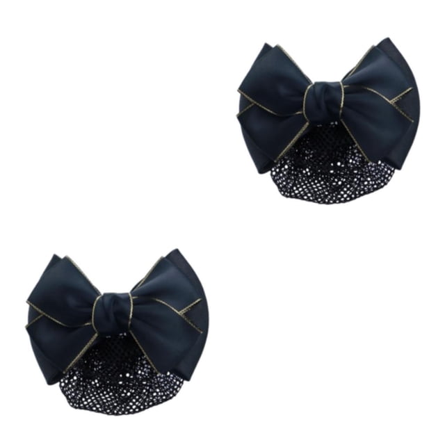 Decodeary Professional Hair Plate Mesh Pocket Practical Snood Net Elegant And Professional Gold rim - black 2Set