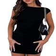 thumbnail image 2 of Women‘s Casual 1/4 Sleeve Slim Fitted Mini Dress Basic Backless Ruched Bodycon Party Dress, 2 of 7