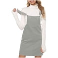 thumbnail image 3 of KIHOUT Salopette Tablier pour Femmes Été Bretelles Ajustables Robe Courte Côtelée pour Dames avec Poches, 3 of 6