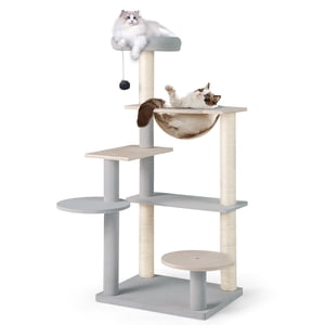 Gymax Arbre de chat moderne 44 Tour Cat multi-niveaux de pouce avec perche rembourrée amovible
