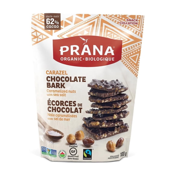 Prana organic Carazel Caramalized Nuts And Sea Salt 62% Chocolate Bark