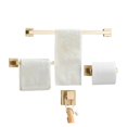 thumbnail image 1 of Bathroom Hardware Set Brushed Gold Robe Hook Towel Rail Bar Shelf Tissue Paper Holder Wall Mounted ,Easy to Install, 1 of 10