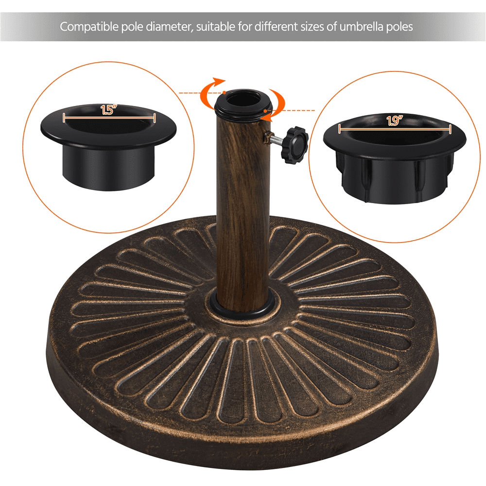 FullFurnique Pied de Parasol de Terrasse 10,1 kg, Résine Robuste Ronde, Bronze