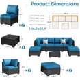 thumbnail image 3 of AECOJOY 7 PCS Patio Conversation Set, PE Rattan Wicker Outdoor Sectional Set with Cushions and Coffee Table, Patio Dining Set for Garden in Black Rattan & Peacock Blue Cushion, 3 of 7