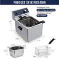 thumbnail image 2 of Eastvita 8L Stainless Steel Electric Deep Fryer with Basket - 1600W Single Tank Adjustable Temperature Electric Fryer for Kitchen/Restaurant/Commercial Use, 2 of 6