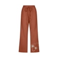 thumbnail image 4 of Simua Linen Capris for Women Elastic Waist Summer Loose Wide Leg Trousers, 4 of 5