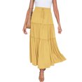 thumbnail image 1 of LUXUR Jupe Midi Évasée pour Femmes, à Volants, Fluide, Taille Haute, Kaki, TG, 1 of 4