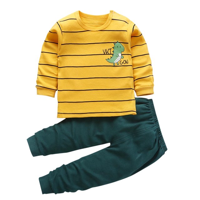Pisexur Tenue d'Automne pour Bébé Fille Garçon, Ensemble 2 Pcs, Ensembles de Pyjamas pour Tout-Petit Bébé, Chandails à Col Rond à Manches Longues et Pantalons, Mode Décontractée, Ensemble de Vêtements de Nuit en Coton pour Garçons, 3 Mois à 6 Ans