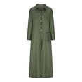 thumbnail image 4 of RKSTN Jumpsuits for Women Summer Casual Solid Color Cotton Linen Long Playsuit Zipper Short Sleeve Rompers, 4 of 6