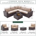 thumbnail image 3 of Kullavik Patio All Weather woven 6-Piece Metal Sectional Sets with Cushions,Sand, 3 of 5