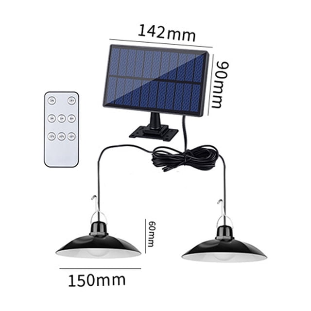 Vaidha Double Heads Solar Pendant Light Outdoor Indoor 60 LED Solar Lamp With Pull Lighting For Garden Light