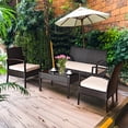 thumbnail image 1 of Costway 4PCS Patio Rattan Conversation Furniture Set Cushioned Seat Glass Table, 1 of 10