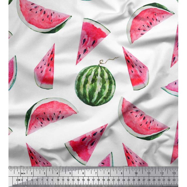 Soimoi Rayon Fabric Watermelon Fruits Fabric Prints by Yard 56 Inch Wide