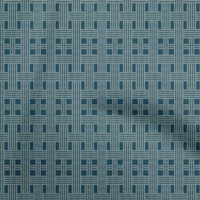 oneOone Rayon Teal Blue Fabric Check Fabric For Sewing Printed Craft Fabric By The Yard 56 Inch Wide